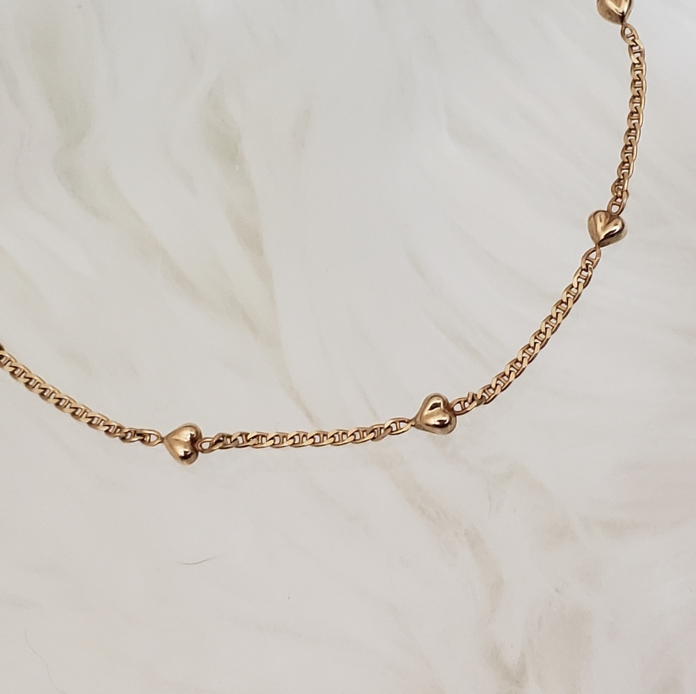 Vintage multiple puff hearts 14k necklace